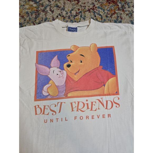 Vintage 90's Winnie The Pooh Piglet Best Friends Graphic T-Shirt Sz Large HOLES - Picture 1 of 10